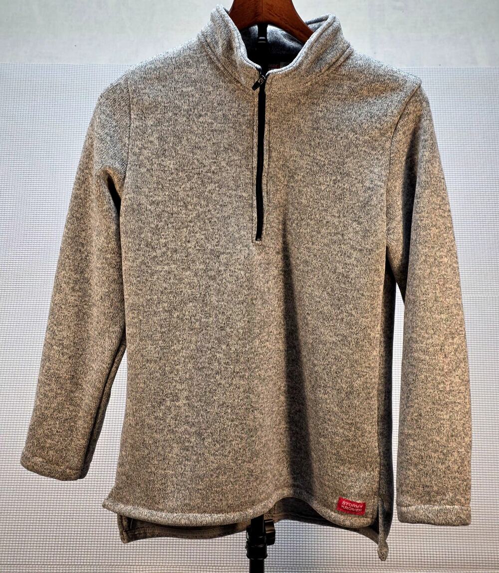 Stormy Kromer Base Camp Fleece Pullover Jacket Grey Medium M Quarter Zip Womens